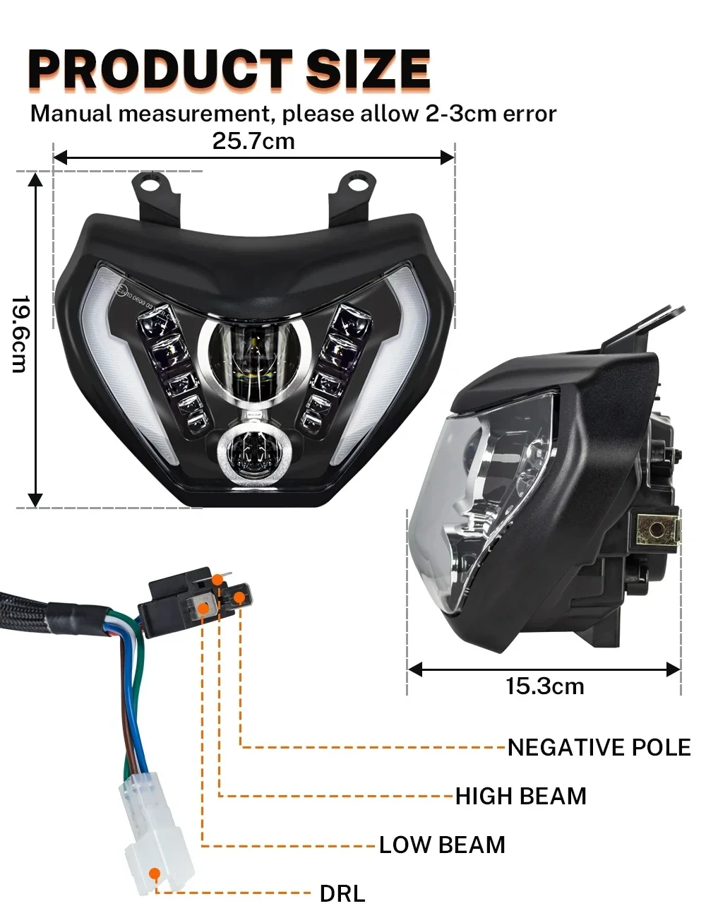 LED Headlight Assembly w/DRL For Yamaha MT07 2018 2019 MT09 2014 2015 2016 E-MARK Motorcycle Headlamp High Low Beam Accessories