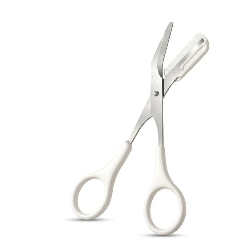 1pc/24pcs Stainless Steel Eyebrow Trimming Scissors Rounded Tip With Comb Beauty Tool Safe Trimming Compact Lightweight