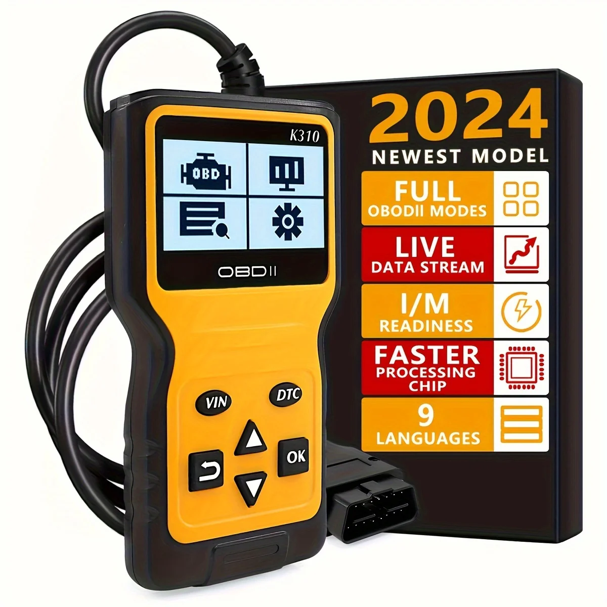 Car OBD2 Scanner Diagnostic Tool Code Reader, Car Voltage Tester Engine Fault Code Scanner, Charging Tester Diagnostic ToolK310