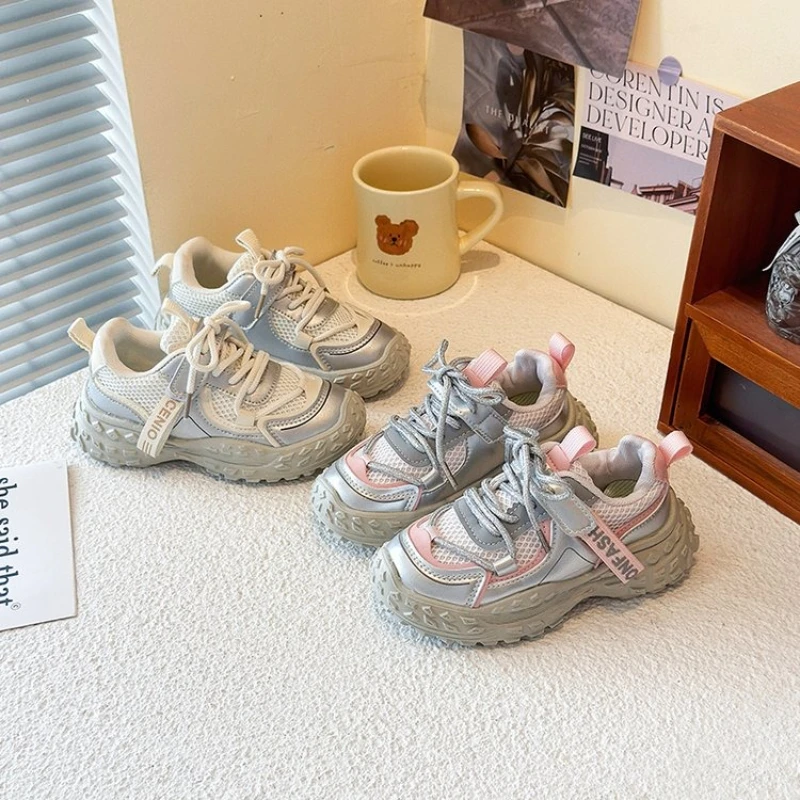 

Girls sports shoes rubber soles autumn 2025 new fashion soft sole anti-skid children's running shoes mesh breath shoes