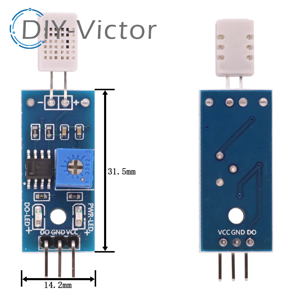 Sensor de detección de humedad HR202, Chip LM393 DC 3,3 V-5V (sistema de 3 cables), módulo de prueba, detección de humedad para Arduino, Kit Diy