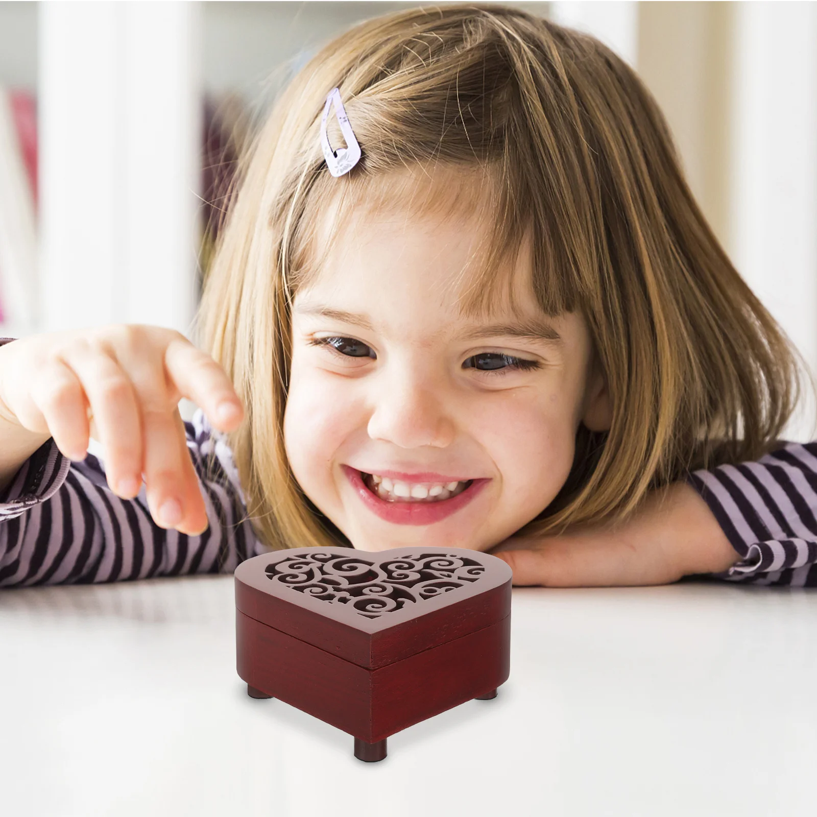 

Heart Shaped Wooden Box DIY Music Box Mechanism Delicate Decorative Ideal for Family Friends Various Celebrations