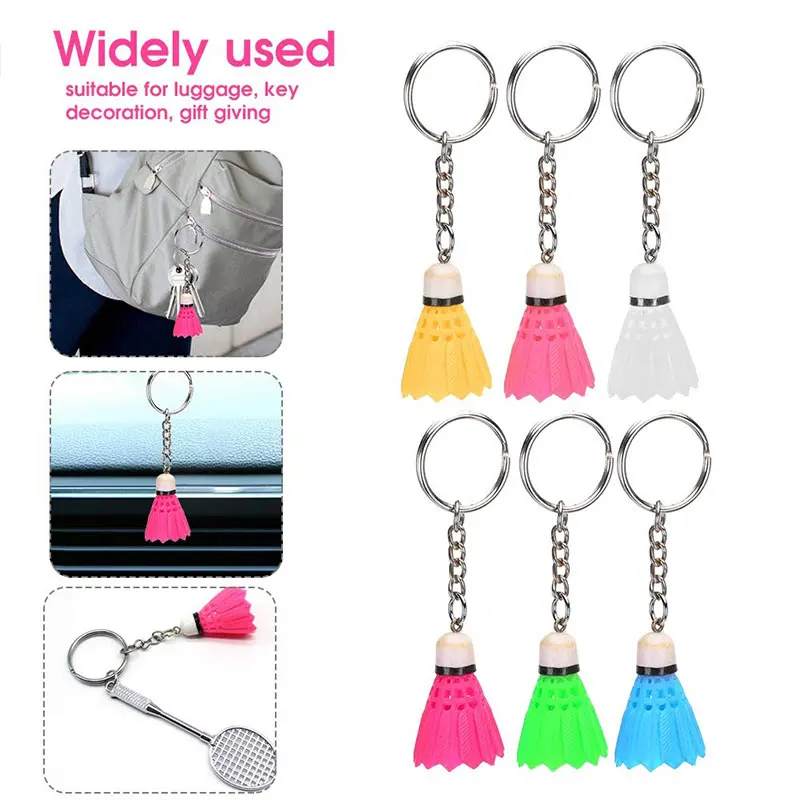 

200Pcs Colorful Miniature Badminton Keychains Sports Ball Decorative Keychains Sports Pendant Gift Key Ring Souvenirs