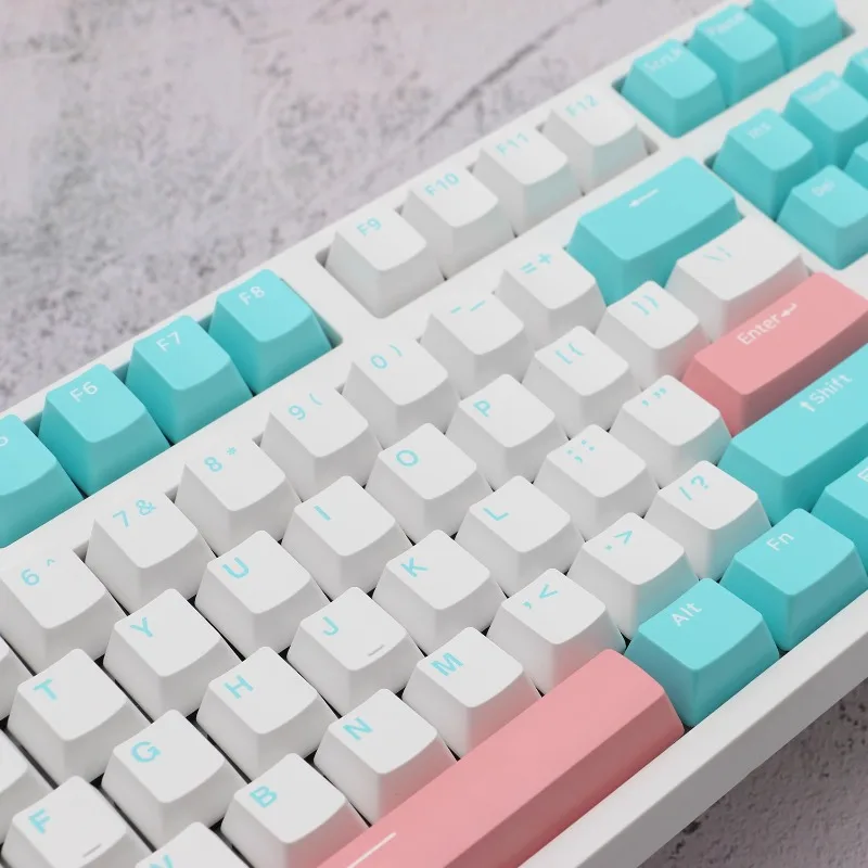 Rosa azul keycap conjunto bonito pbt 166 teclas oem perfil arte de jogos personalizado keycaps para presentes de teclado mecânico