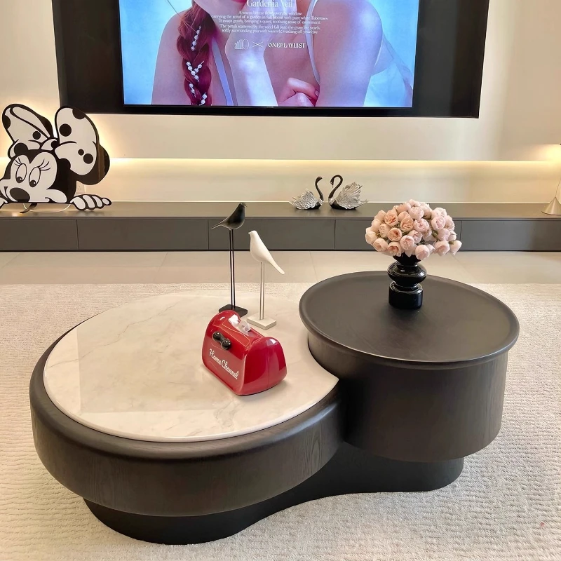 

Italian minimalist coffee table light luxury high-end living room household round marble coffee table