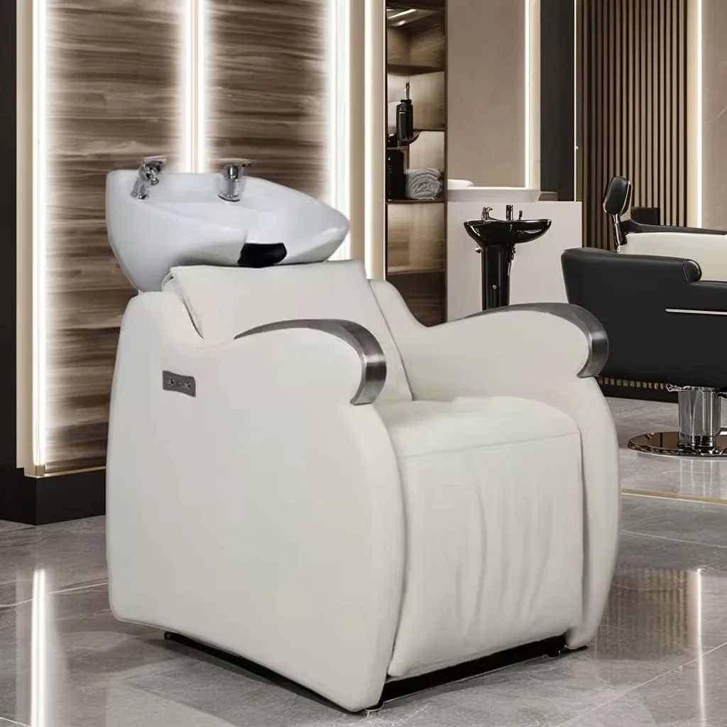 

Barber Chair, Hair Salon Shampoo Chair, Adjustable Height, Comfortable Seated, Flush Shampoo Bed