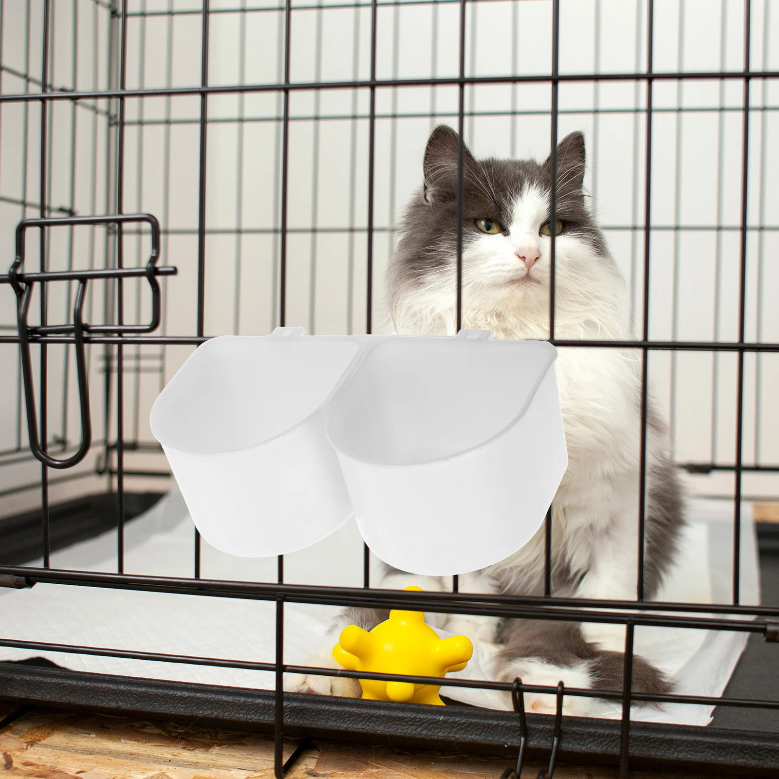 

Pet Cage Hanging Bowl Adjustable Height Splashproof Abs Feeder Food Water Container For Cats Puppies Birds Small Animals