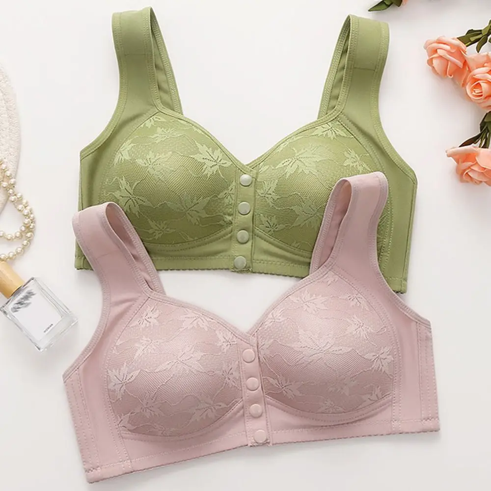 

Comfortable Floral Printed Underwear Breathable Leaf Printed Tank Top Bra Full Cup Vest Style Bras for Older Women Elderly