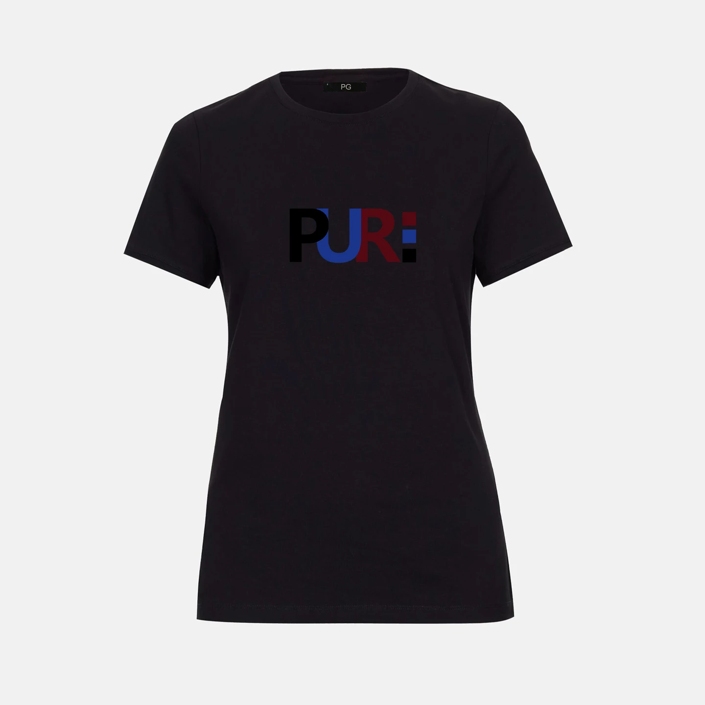 PG Women Color Block Letter Print Crew Neck T-shirt Soft Cotton Short Sleeve Casual Basic Summer Ladies Top Multiple Colors