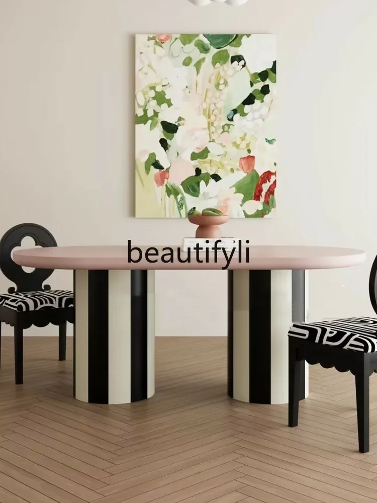 

YH03 Nordic simple oval solid wood dining table for home use, dining table light luxury creative reception negotiation table