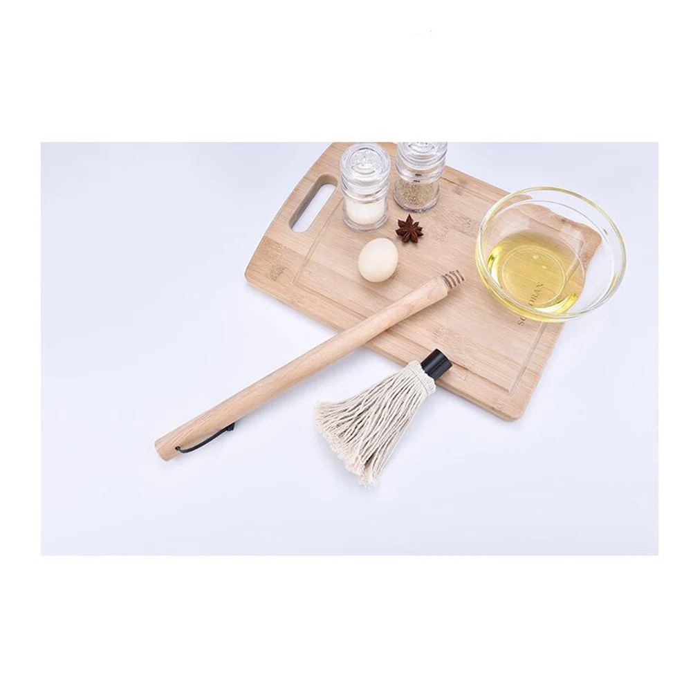 

19 Inch BBQ Brush Cotton Thread Basting Sauce Spreading Grill Cleaning Disposable Wood H Kitchen Barbecue Tool