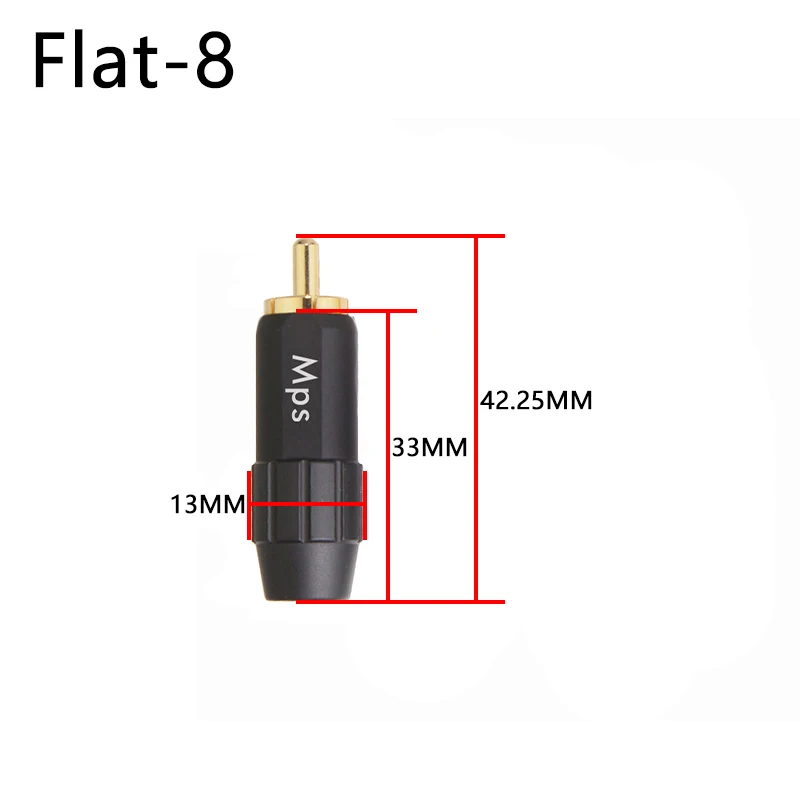 HiFi MPS Flat-8 HiFi miedziany wtyczka RCA 24K pozłacany wtyczka RCA lotosowy mosiężny wtyczka RCA do 8mm kabel RCA