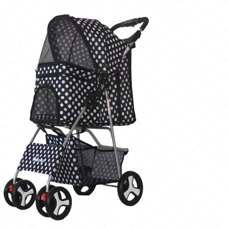 Folding Four-Wheeled Pet Stroller, Small and Medium-sized, Light Dog Cart, Universal Dog Supplies, Car Seat