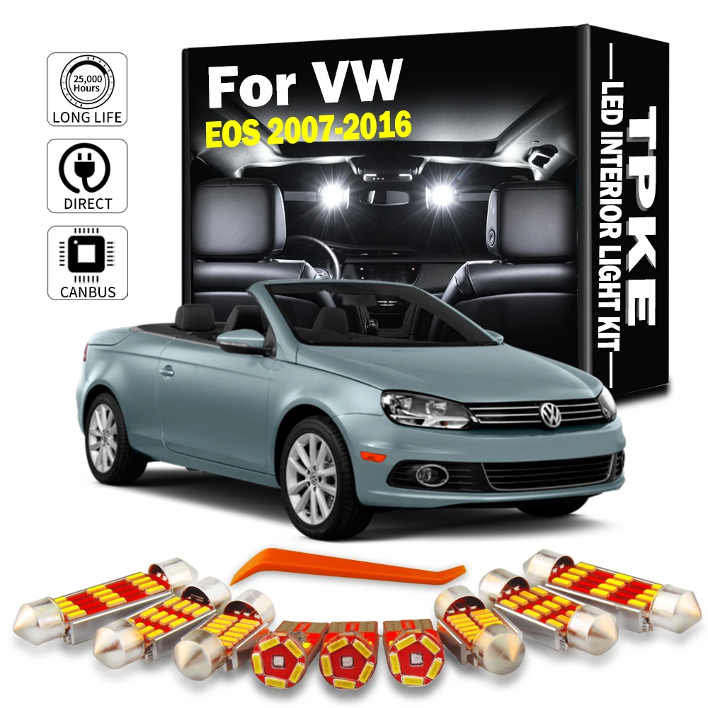 TPKE-Kit de luz LED para Interior de coche, mapa Canbus, para Volkswagen VW EOS 2007 2008 2009-2010, sin errores