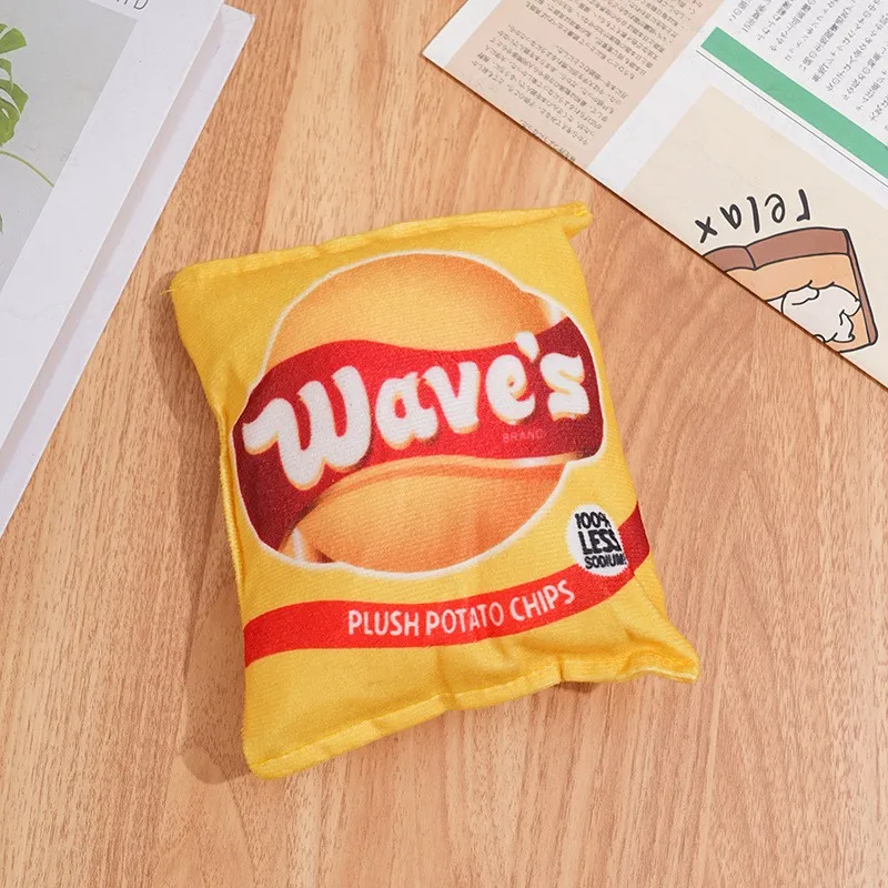 Pet Dog Toys Creative Snack Package Plush Squeaky Chew Toy Bite Resistant Molar Funny Potato Chips Cookies Shape Pet Play Toys