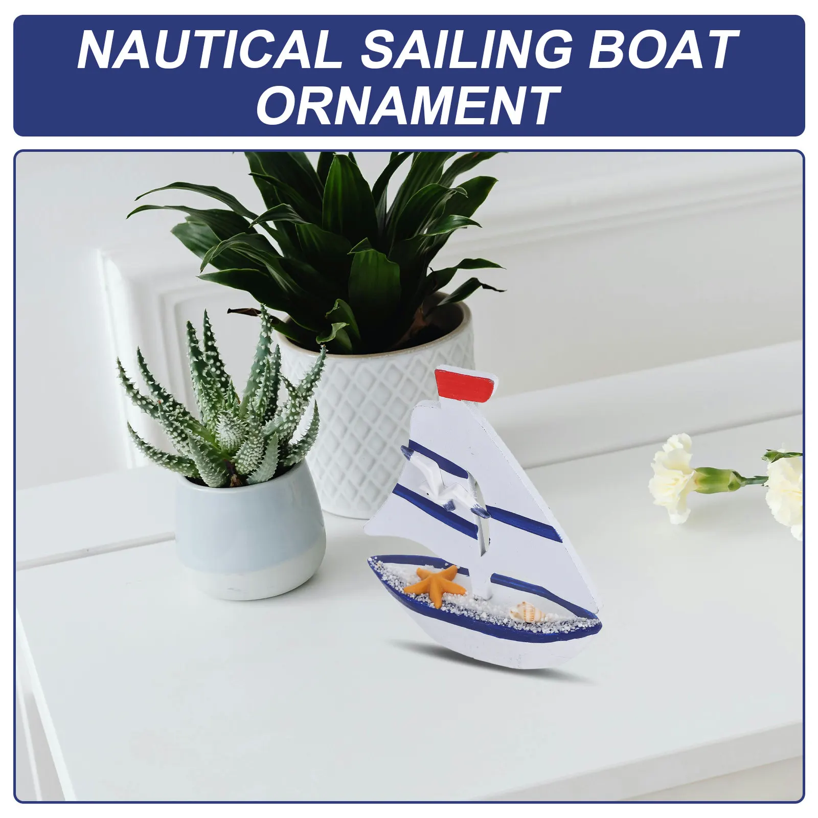 Mini Wooden Mediterranean Sailboat Decoration Nautical Desktop Ornament Creative Sailing Boat Decor Coastal Photography Prop
