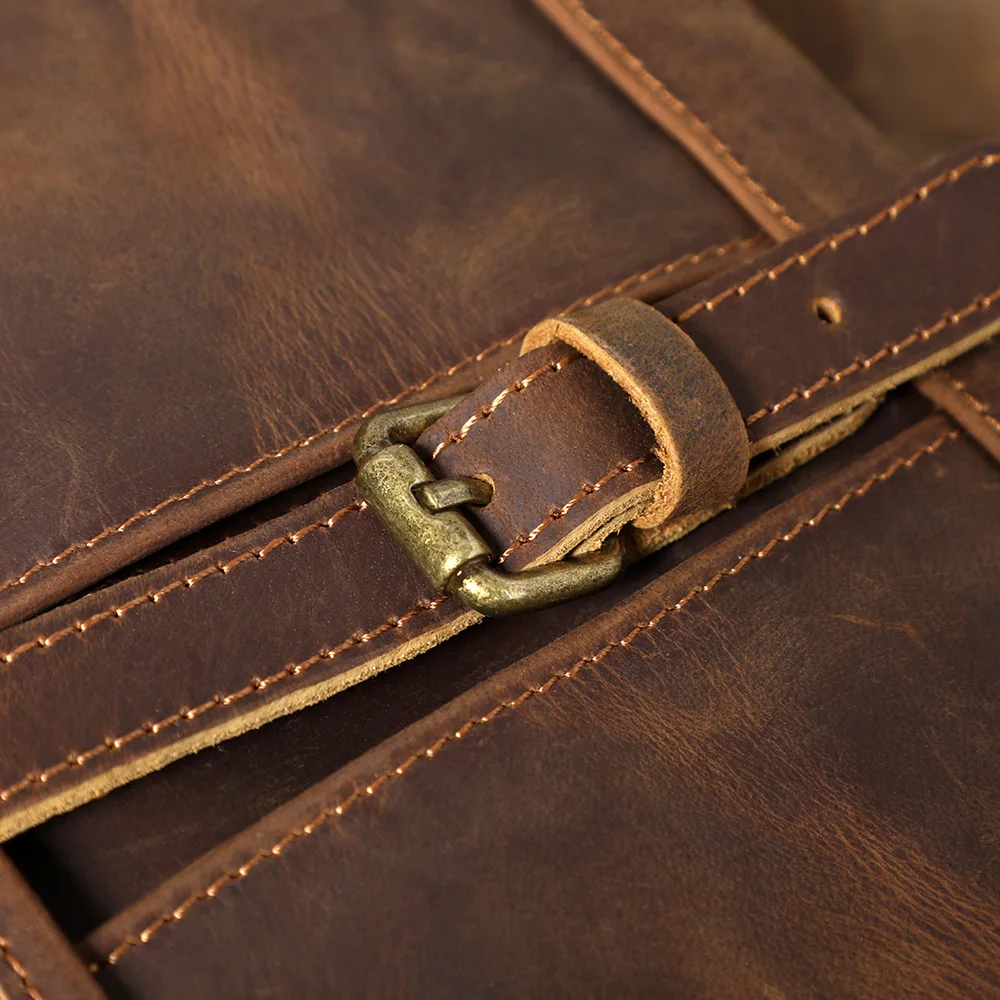 S.WORKER Vintage Echtleder Herren-Umhängetaschen Handgefertigte 12-Zoll-Tasche für iPad, Handy und Schlüssel Geschenk für Männer – Detail 14