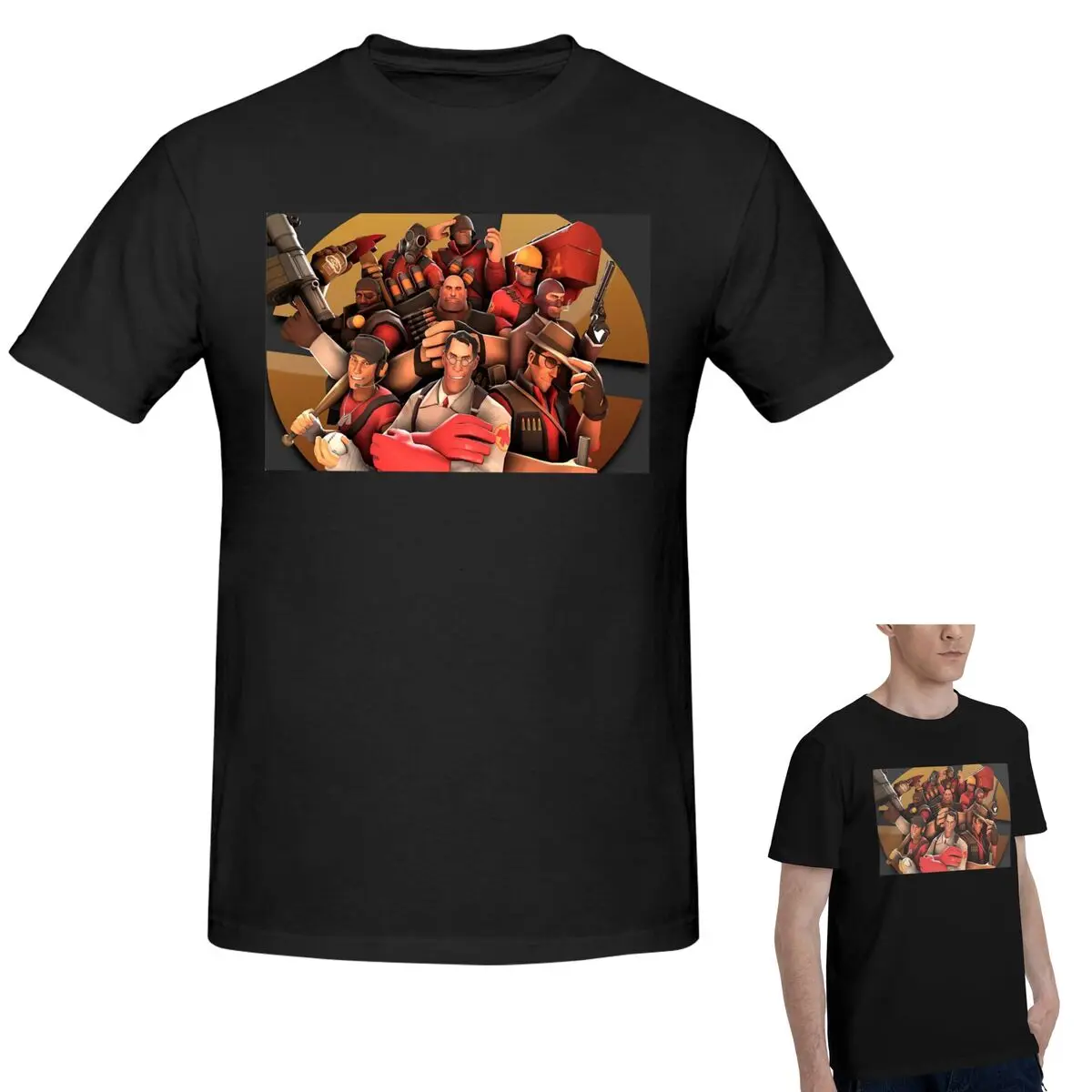 

Футболка из 100% хлопка Team Fortress 2, мужская забавная футболка большого размера, мужские летние рубашки с круглым вырезом, топы, S-6XL