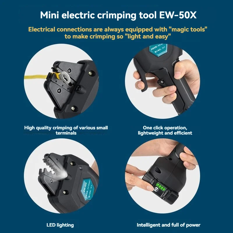 Tang Crimping EW-50X Alat Crimping Elektrik untuk Terminal Tanpa Isolasi Tipe Tabung