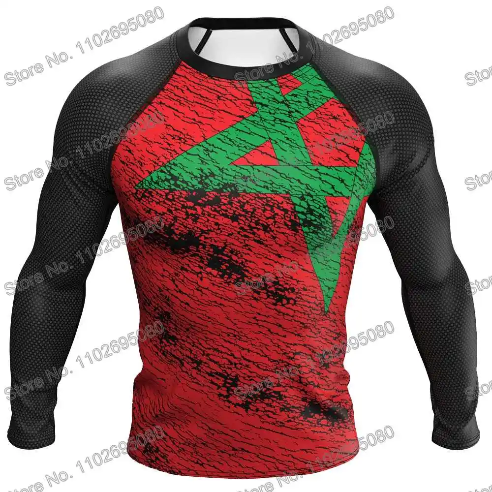 Morocco Diving T-Shirt Tight Long Sleeve Rash Guard BJJ MMA Swimwear Men Surf Clothing Beach Floatsuit Women GYM Tops