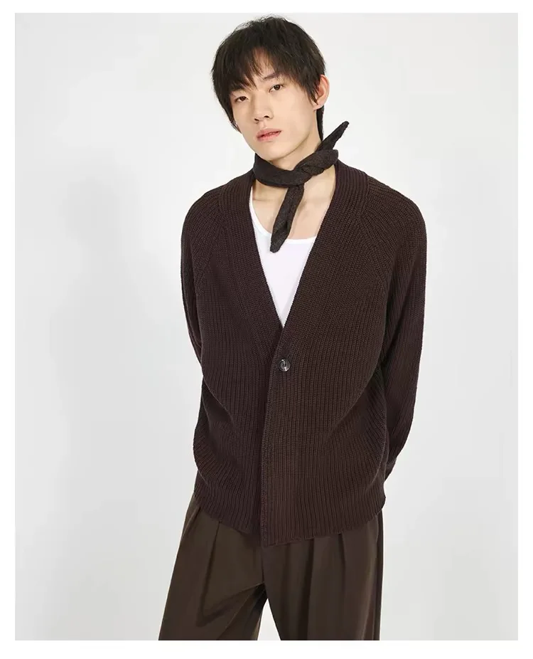 100% pure cashmere ingot needle coarse woven V-neck sweater cardigan fashion atmosphere