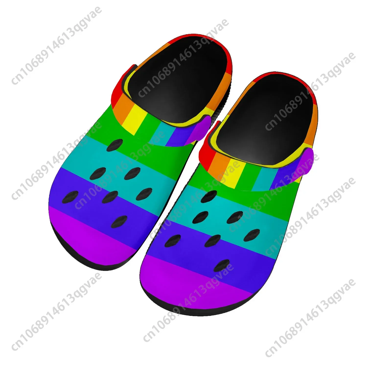 

Rainbow Flag Pattern Home Clogs Custom Water Shoes Mens Womens Teenager Shoe Garden Clog Breathable Beach Hole Slippers Black