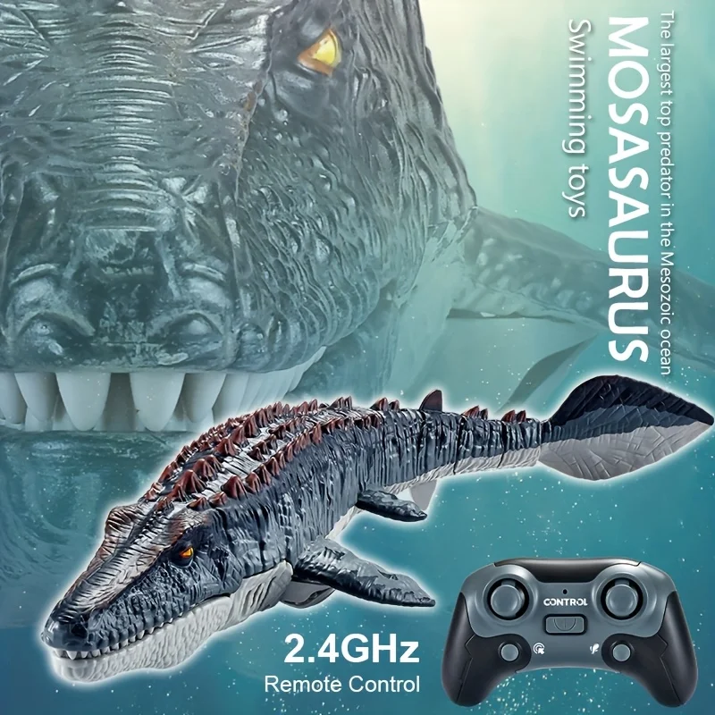 

2.4G Remote Control Mosasaur Toy - Dual Propellers, USB Rechargeable, Durable ABS Simulation Adventure, Ideal Entertainment Gift