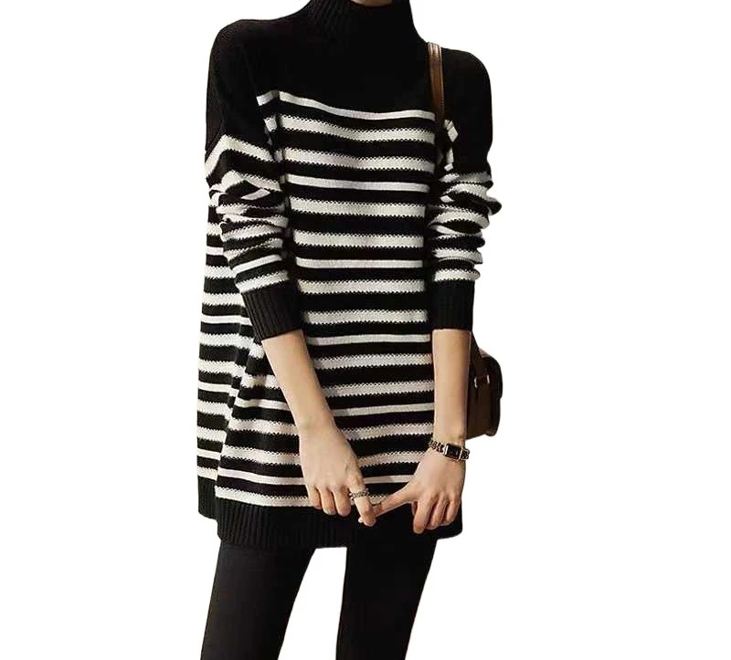 2025년 가을/겨울 신상 스트라이프 니트 울 원피스 (여성용)