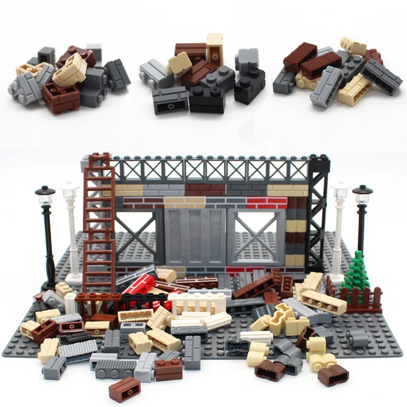 เมืองสร้าง MOC 98283สถาปัตยกรรม DIY บล็อกอิฐผนังอิฐโคมไฟทหารดูอาคารบล็อกชิ้นส่วนอะไหล่ของเล่นสร้างสรรค์