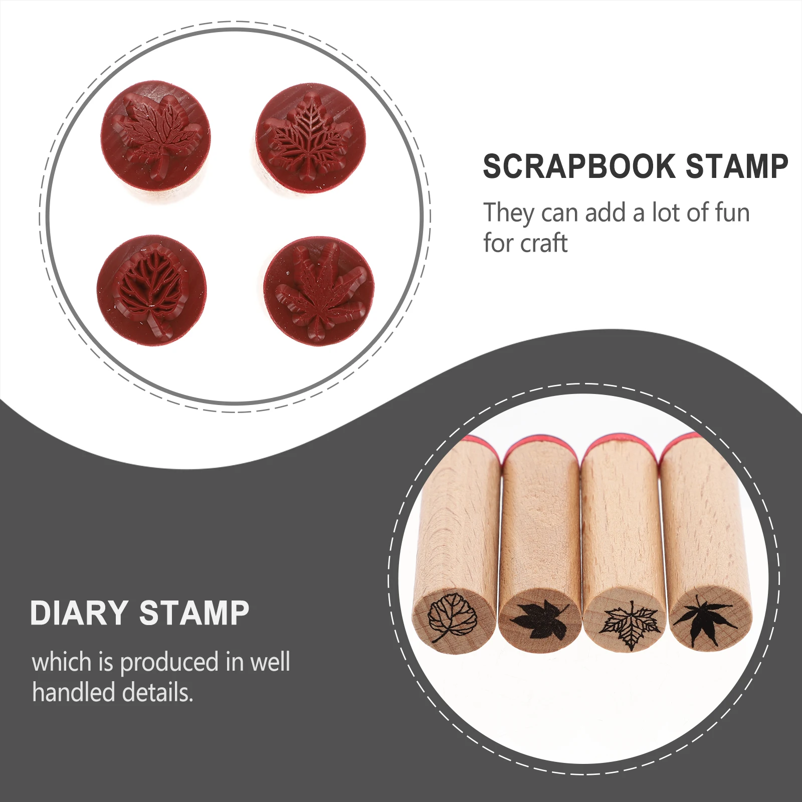 

4pcs Wooden Craft Seal Planner Journaling Accessories Scrapbook Decoration Durable Safe DIY Art Work