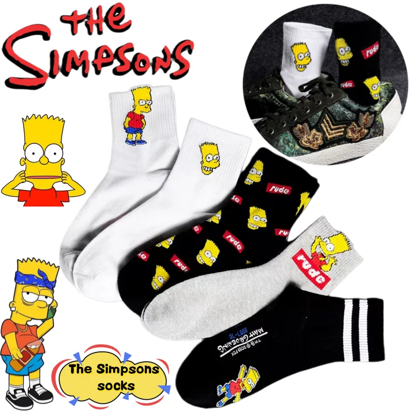 New The Simpsons Lisa Marge Bart Homer Mid-Socks High Color Value Anime Cartoon Embroidery Printed Warm Odor-proof Sports Socks