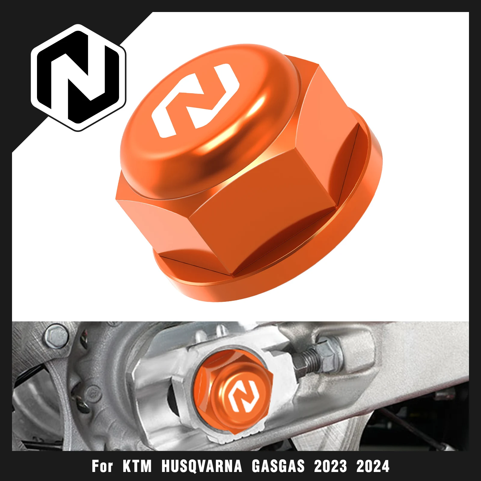 NICECNC For KTM EXC 300 2024 M22 x P1.5 Rear Axle Nut Wheel Lock Spindle Pin Nut 150 250 300 350 450 500 EXCF XCW XC SX XCF SXF