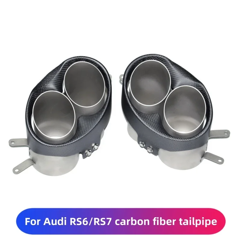 

Carbon Fiber Exhaust Tip for 2012-2018 Audi RS6 RS7, Double Outlet Muffler Pipe, Stainless Steel Exhaust System Accessories