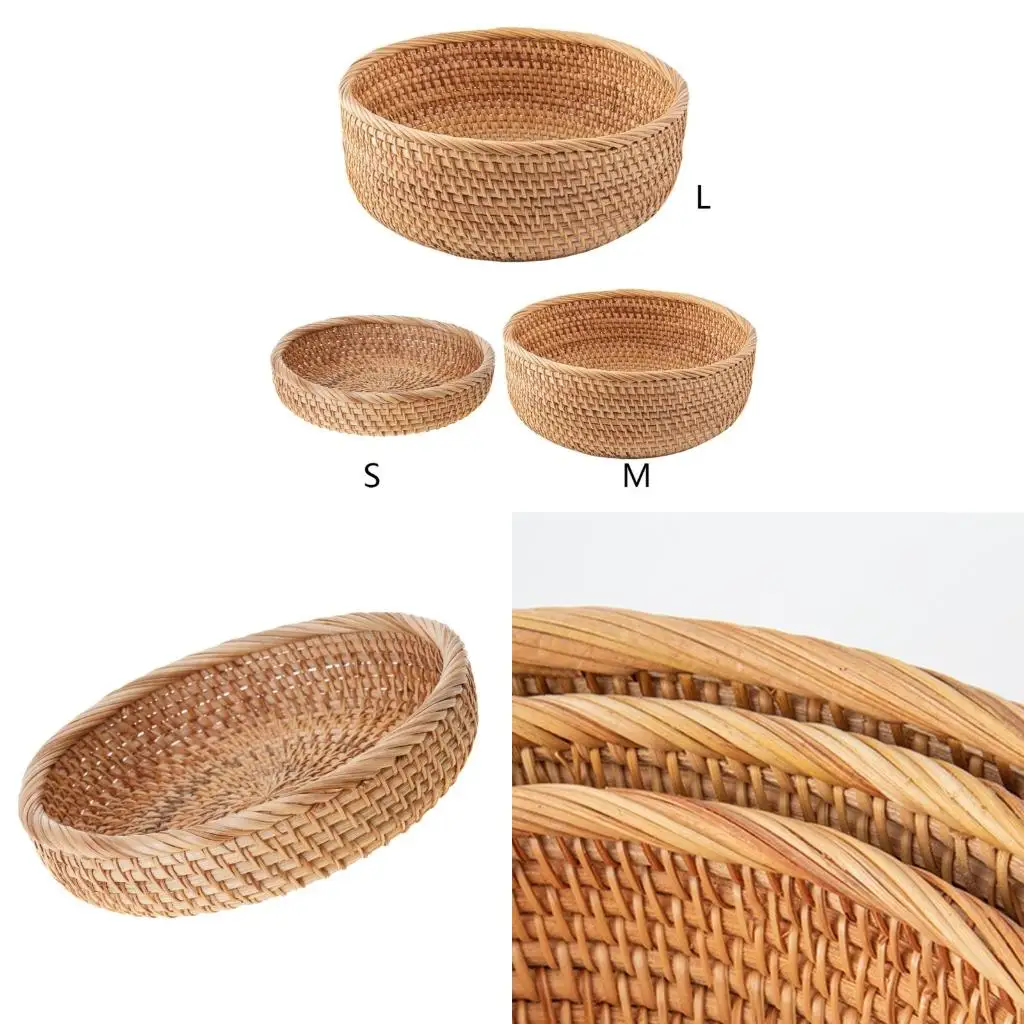 Handmade Living Room Snack Fruit Bowl Vegetable Basket Wicker Picnic Tray Food Bread Dishes Multipurpose Drying high quality