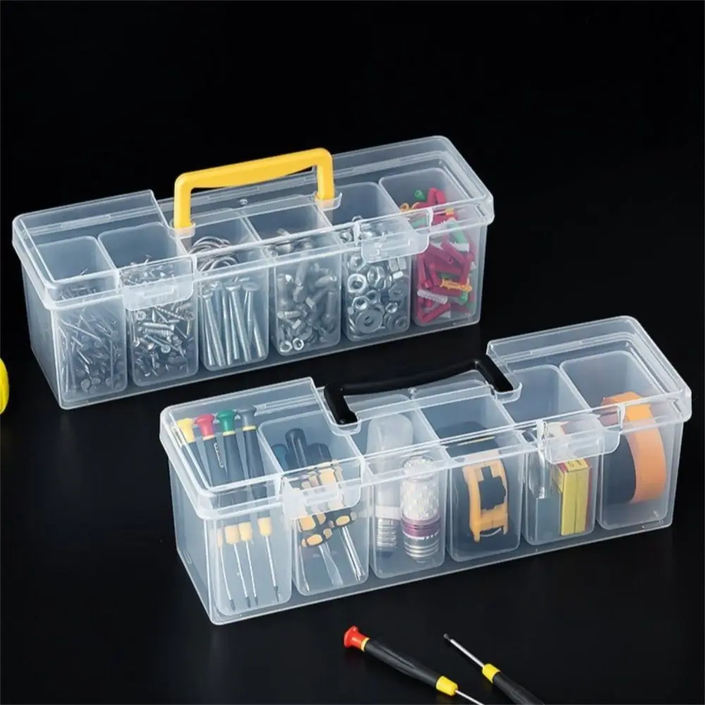 

Plastic Tool Storage Box Transparent Multi-Compartment Hardware Tool Organizer Classification with 6 Storage Case Organizing Box