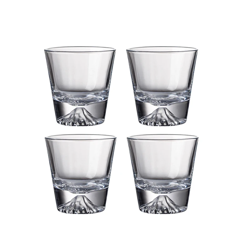 4pcs Set 10.7oz 310ml Japanese Mount Fuji Cup Whiskey Foreign Wine Brandy Glasses Household Creative Snow Mountain Mug Drinkware