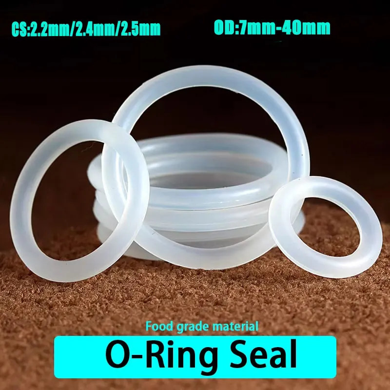 VMQ CS 2.2mm 2.4mm 2.5mm O-ring Silicone Ring White Silicone Sealing Ring Food Grade Silicone Insulation Shape Sealing  OD7-40mm