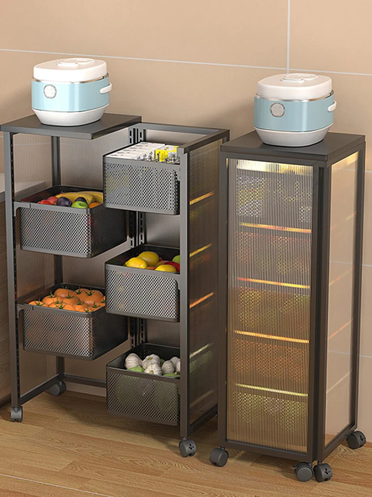 

Kitchen multifunctional storage rack, floor to floor, multi-layer wheeled dustproof storage rack