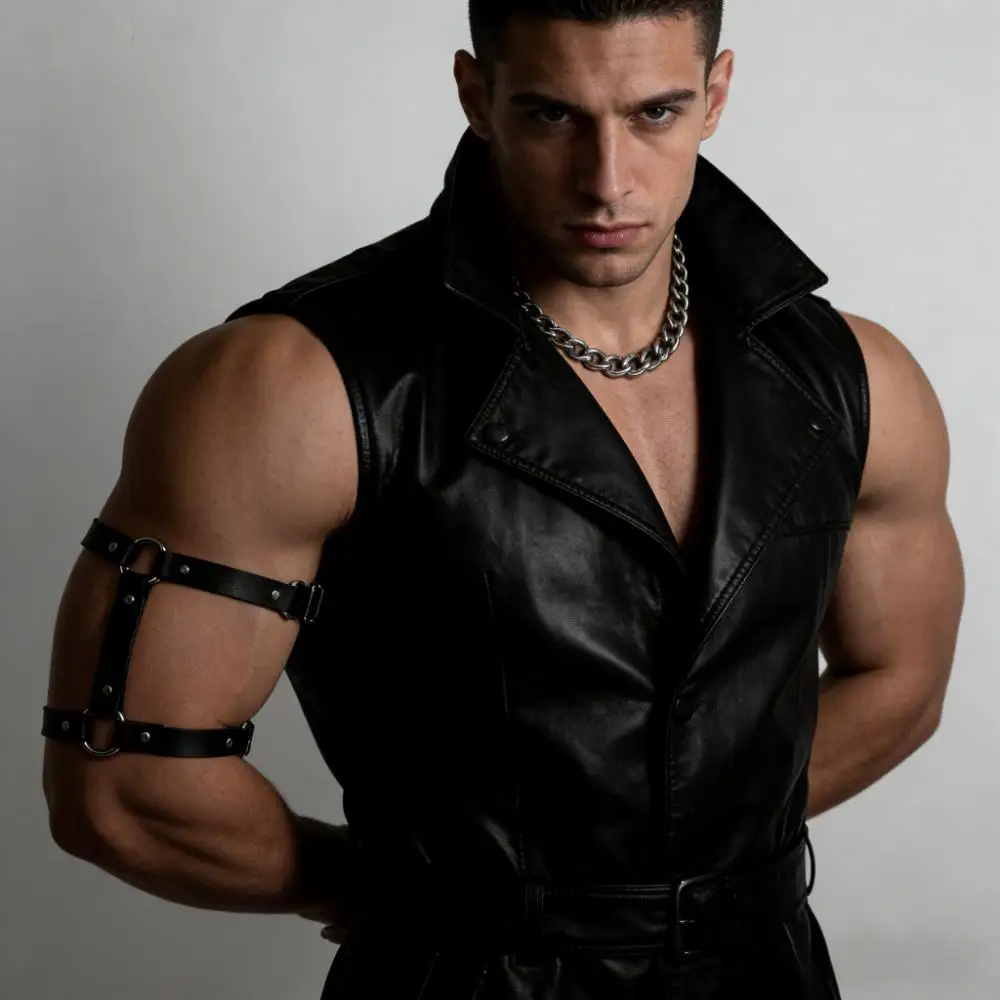 1Pcs Men's Faux Lea…