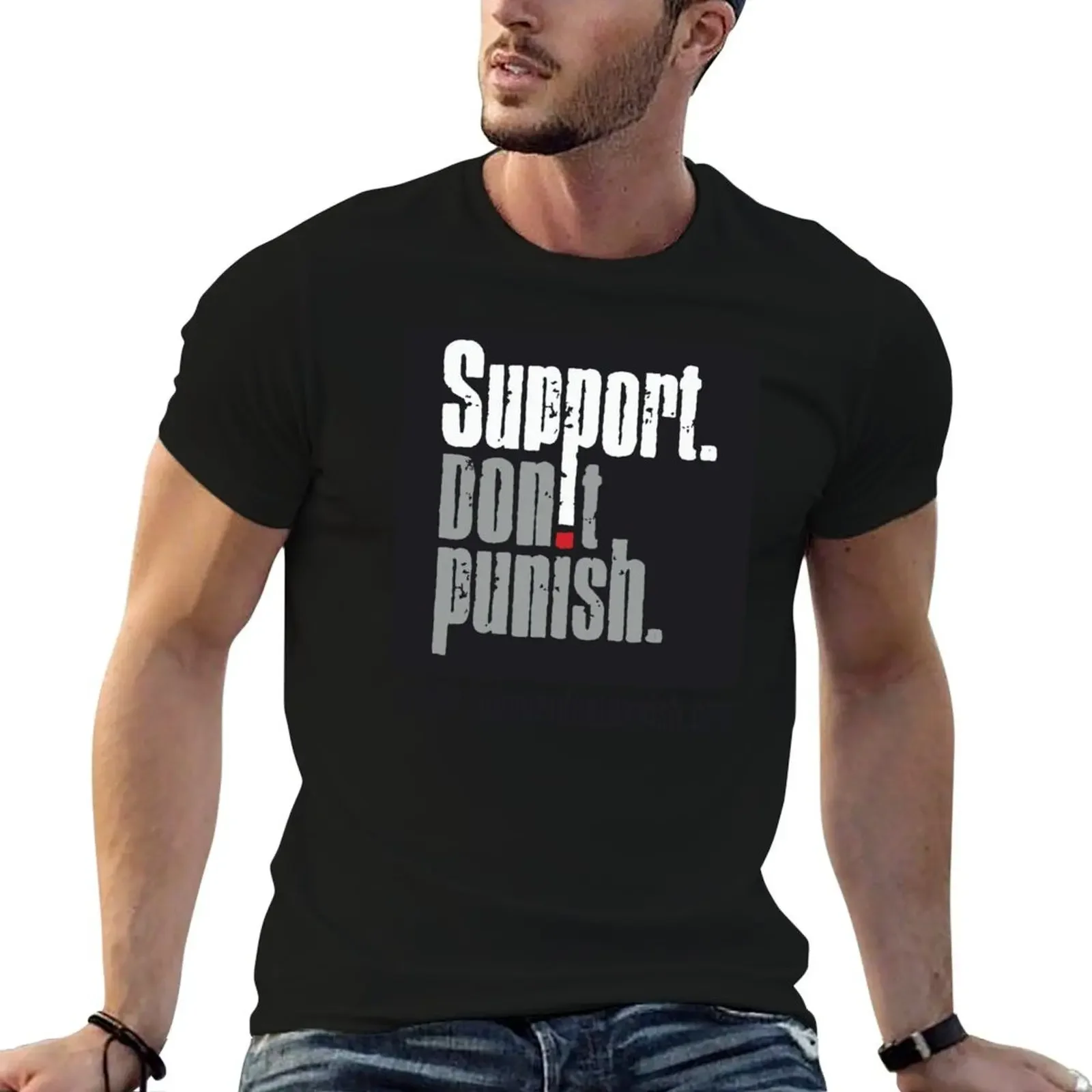 Support. Don't Punish simplified logo T-Shirt quick drying for a boy plus sizes Men's t-shirt