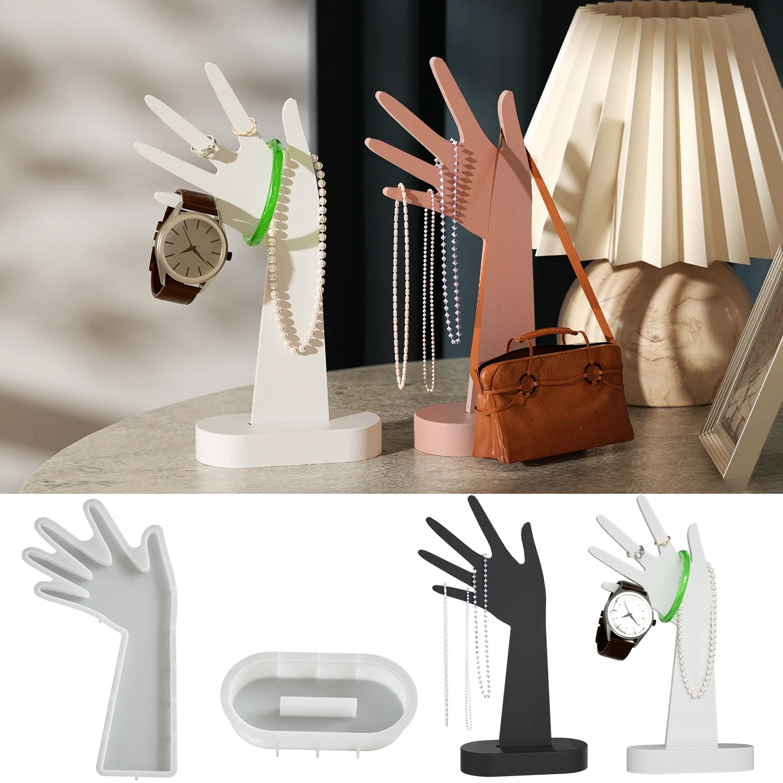 

Hand Shape Jewelry Storage Rack Epoxy Resin Molds DIY Ring Necklace Bracelet Watch Holder Stand Gypsum Plaster Silicone Mold
