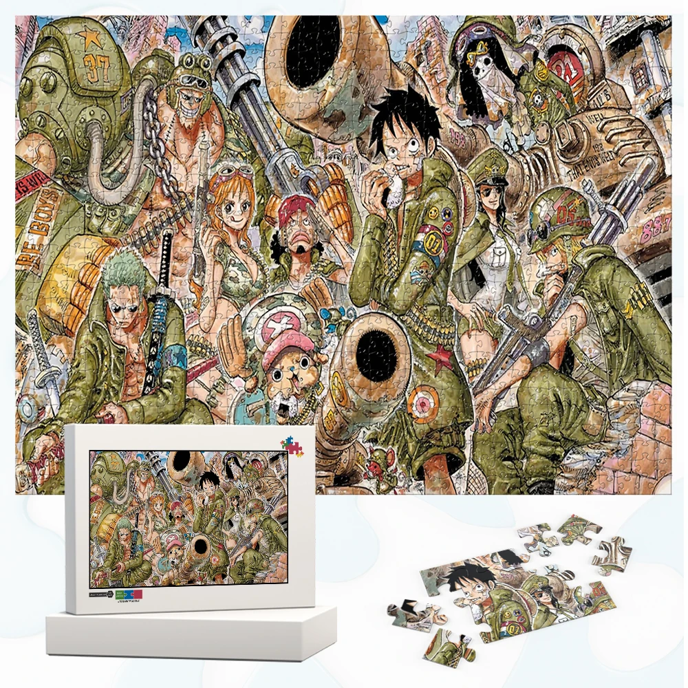 

One Piece Straw Hat Pirates Cartoon Puzzle Military Style Mechanical Elements Large Unique Design Jigsaws Hobbies for Kids Adult