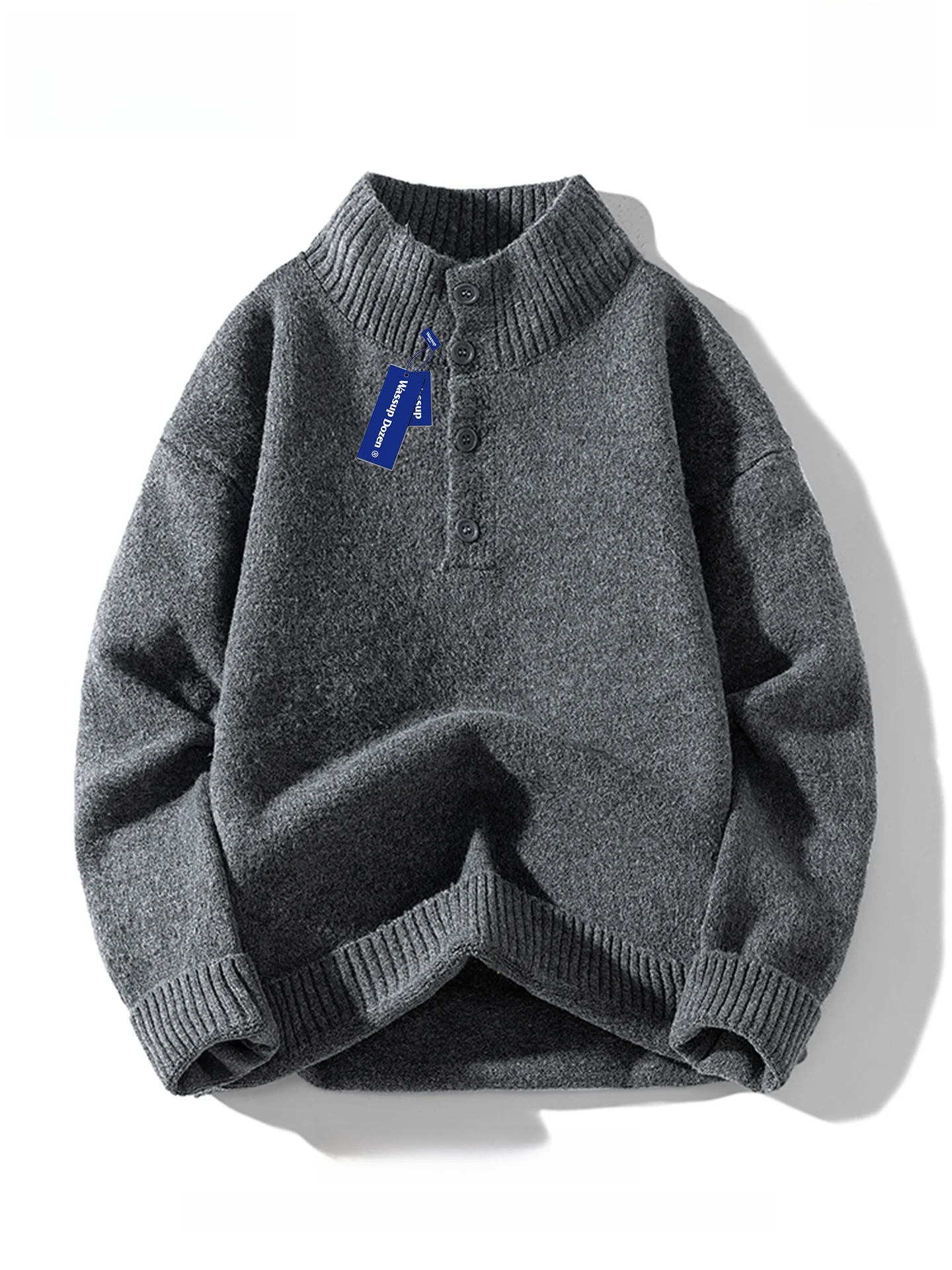 

Мужской вязаный свитер Cleanfit: весенне-осенний, высококачественный, в корейском стиле, с воротником-стойкой, удобный, свободного кроя