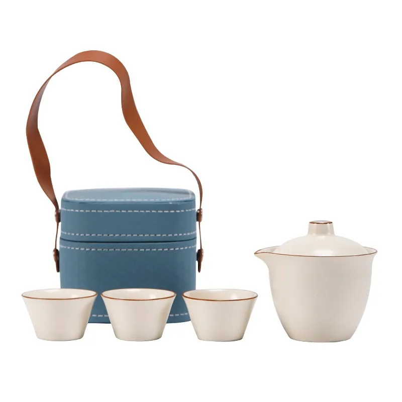 

Travel tea set Portable and simple ceramic tea cup Outdoor camping storage Tea maker