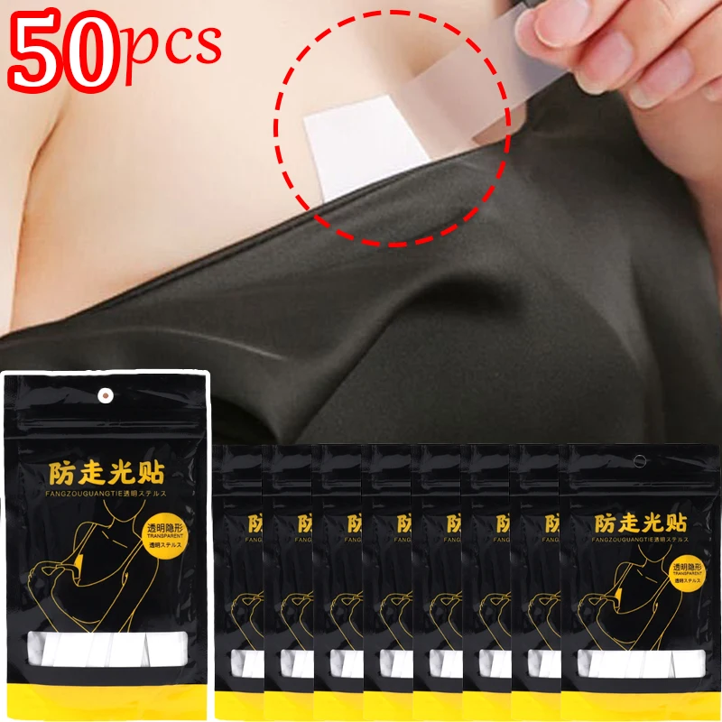 

50PCS 1.2/1.8/2CM Invisible Anti-slip Stickers Women Safe Body Tape Skin Sticker for Dress Clothes Clear Lingerie Bra Tapes