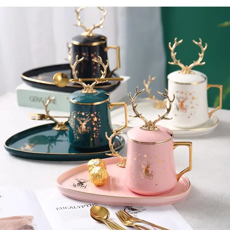 

Nordic Ceramic Coffee Cup European Luxury Suit Exquisite Dessert Plate and Saucer Afternoon Tea Cup Creative Household Water Cup