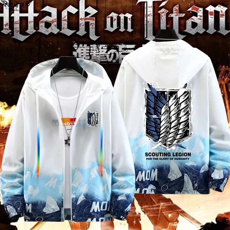 

Atta on Titan Free Wing Cosplay Sun Protection Jaet Men's Anime Lightweight Summer Coat Stand Fit Polyester Fiber