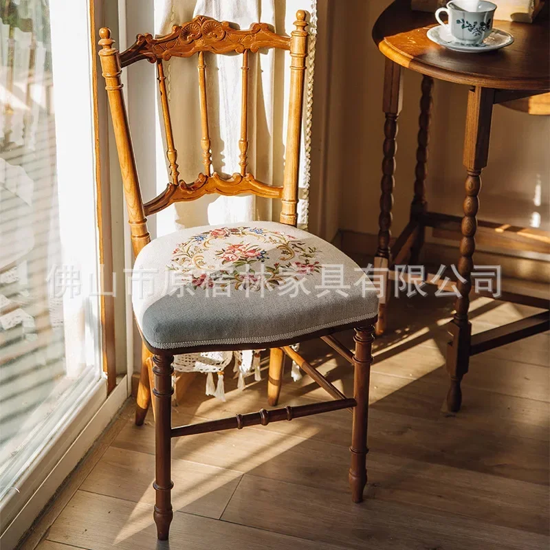 Solid Wood Dining Chairs Vintage Style Homestay Hotel Restaurant Chairs With A High-end Feel For Vintage Home Usen29