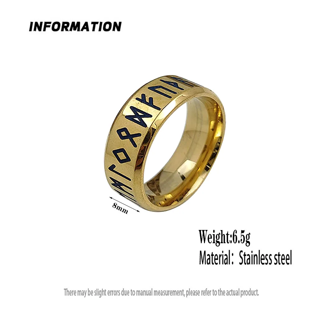 Stylish and charming stainless steel gold-plated men's ring, simple Ron letter women's ring, wedding party jewelry