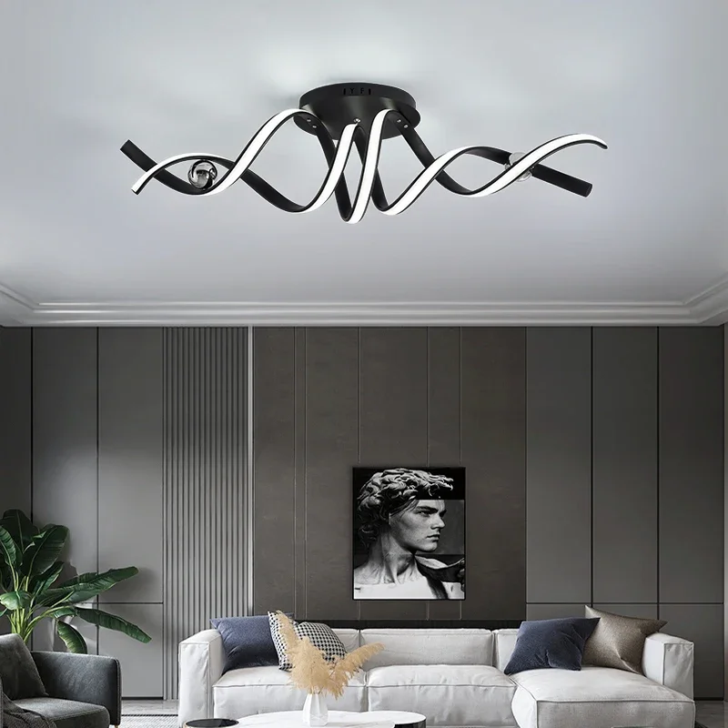 Gold/Black Color Modern LED Ceiling Light Twist Strip Hanging Lamp for Living Room Bedroom Studyroom Lighting Fixtures AC85-265v